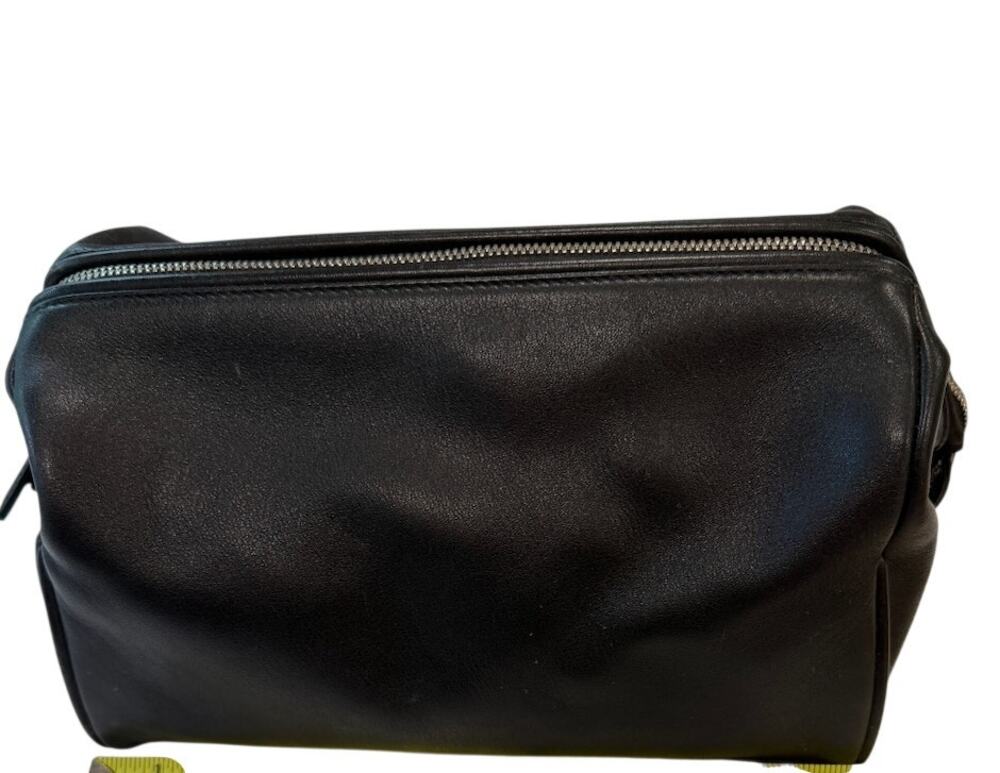 Coach black leather toiletry bag